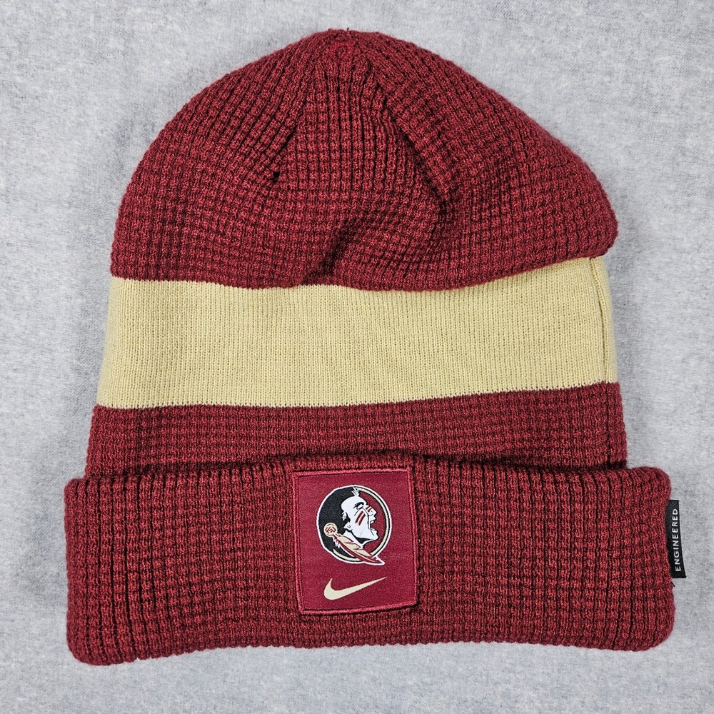 Nike Florida State Seminoles Reversible Beanie Hat Garnet Gold On-Field Waffle